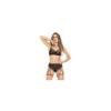 Ensemble 2 pièces noir, Soutien gorge et culotte porte jarretelles 